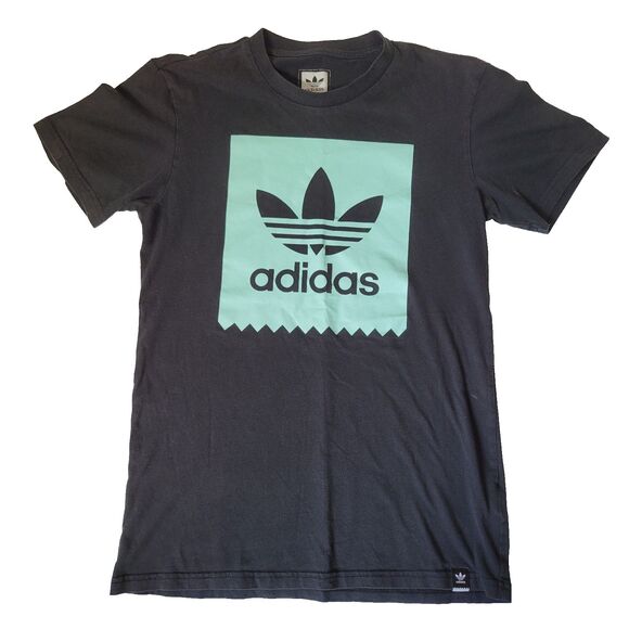 Adidas Originals Trefoil T-Shirt Men’s Small Black Mint Green Logo Tee - Picture 1 of 9